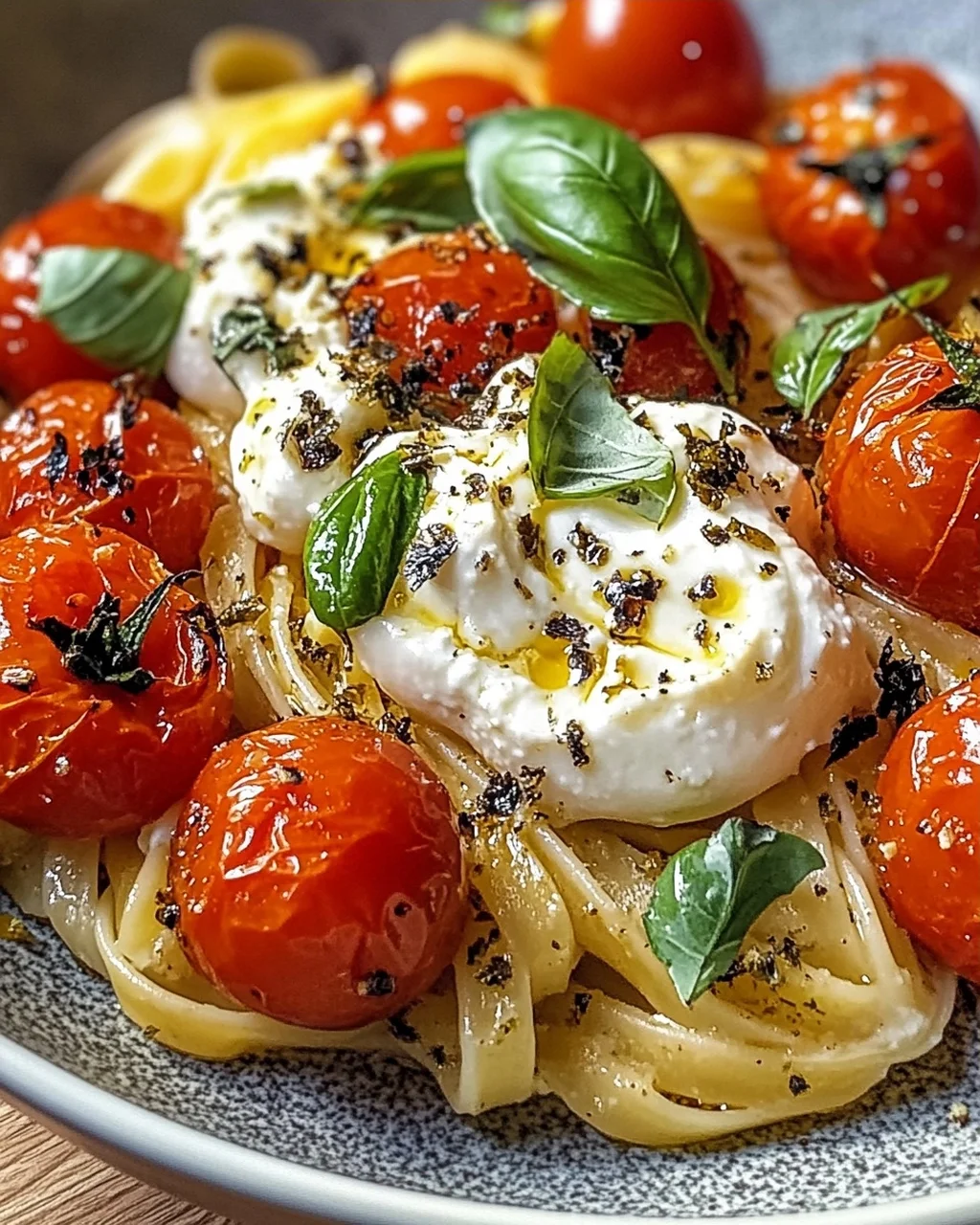 Burrata Pasta mit Tomaten Schnell & Einfach aus dem Ofen