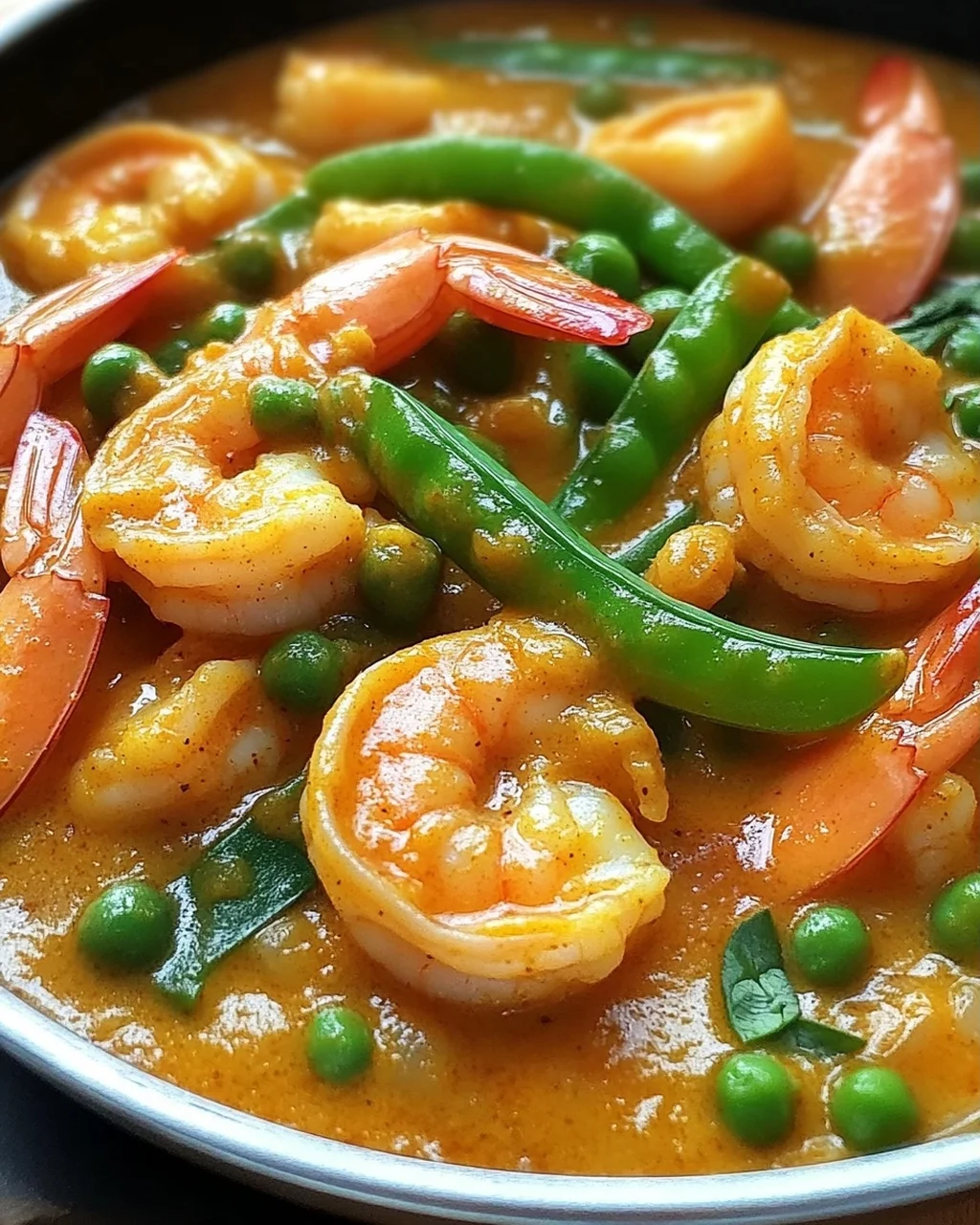 Garnelencurry mit Zuckerschoten