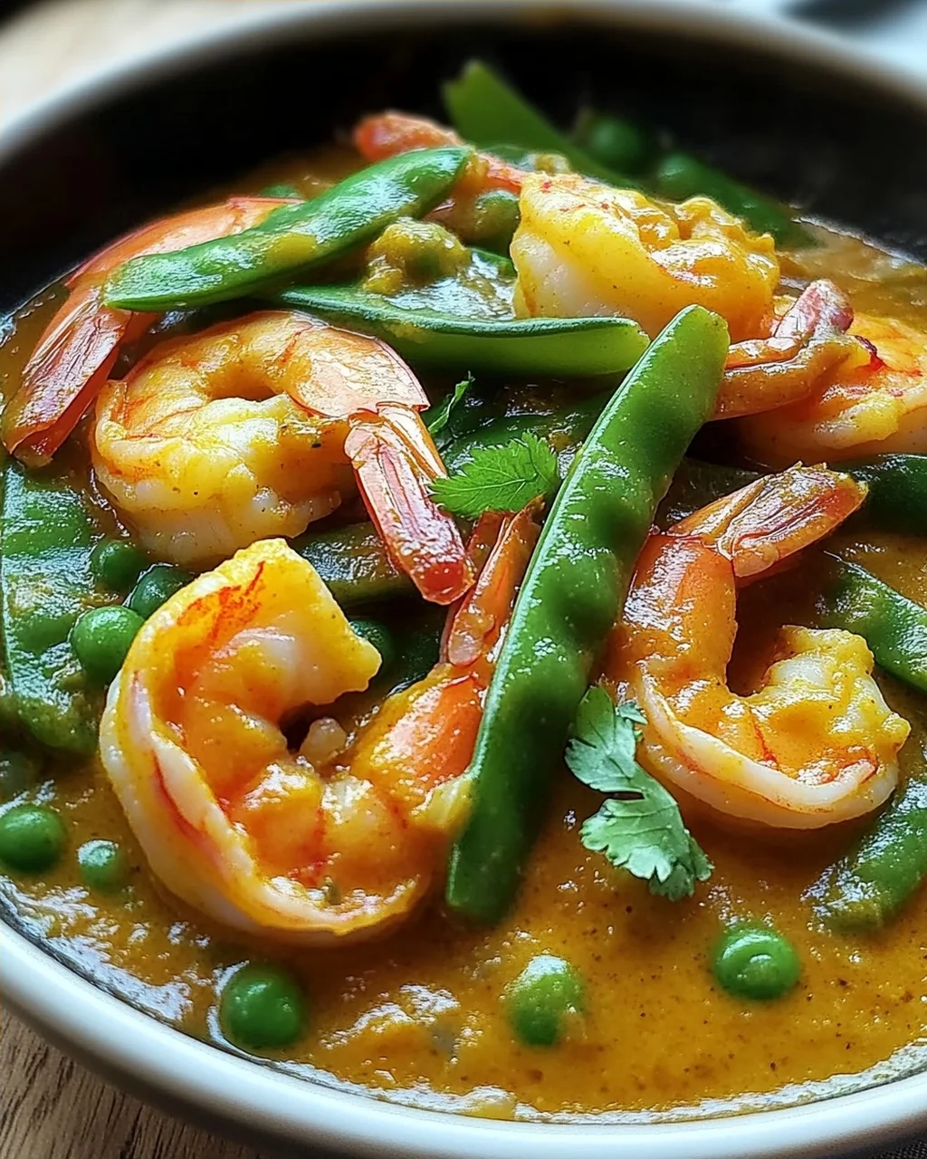 Garnelencurry mit Zuckerschoten