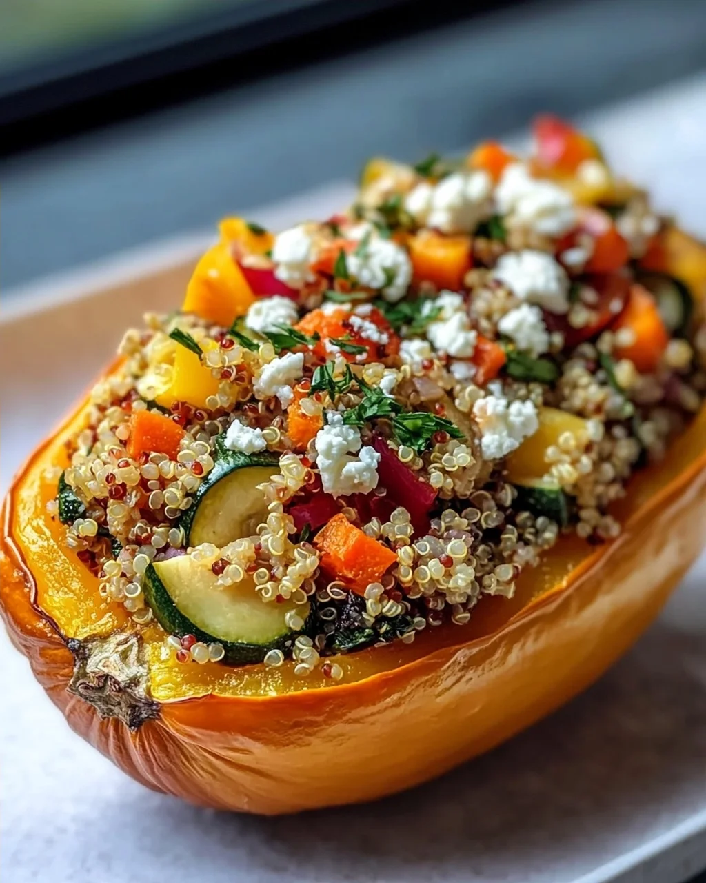 Gefüllter Butternusskürbis mit Quinoa und Gemüse - Cremig & Vegetarisch