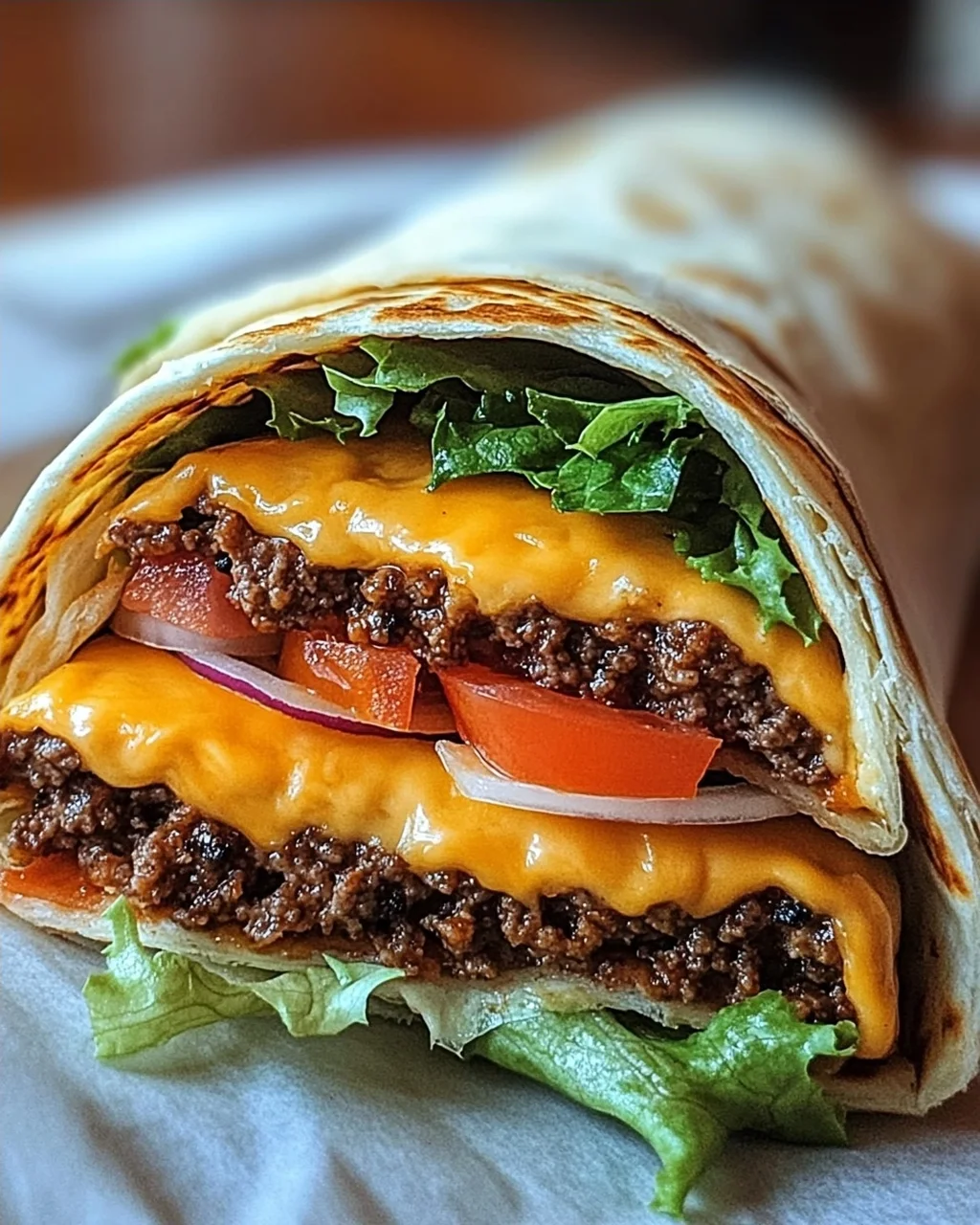 Gegrillte Cheeseburger-Wraps