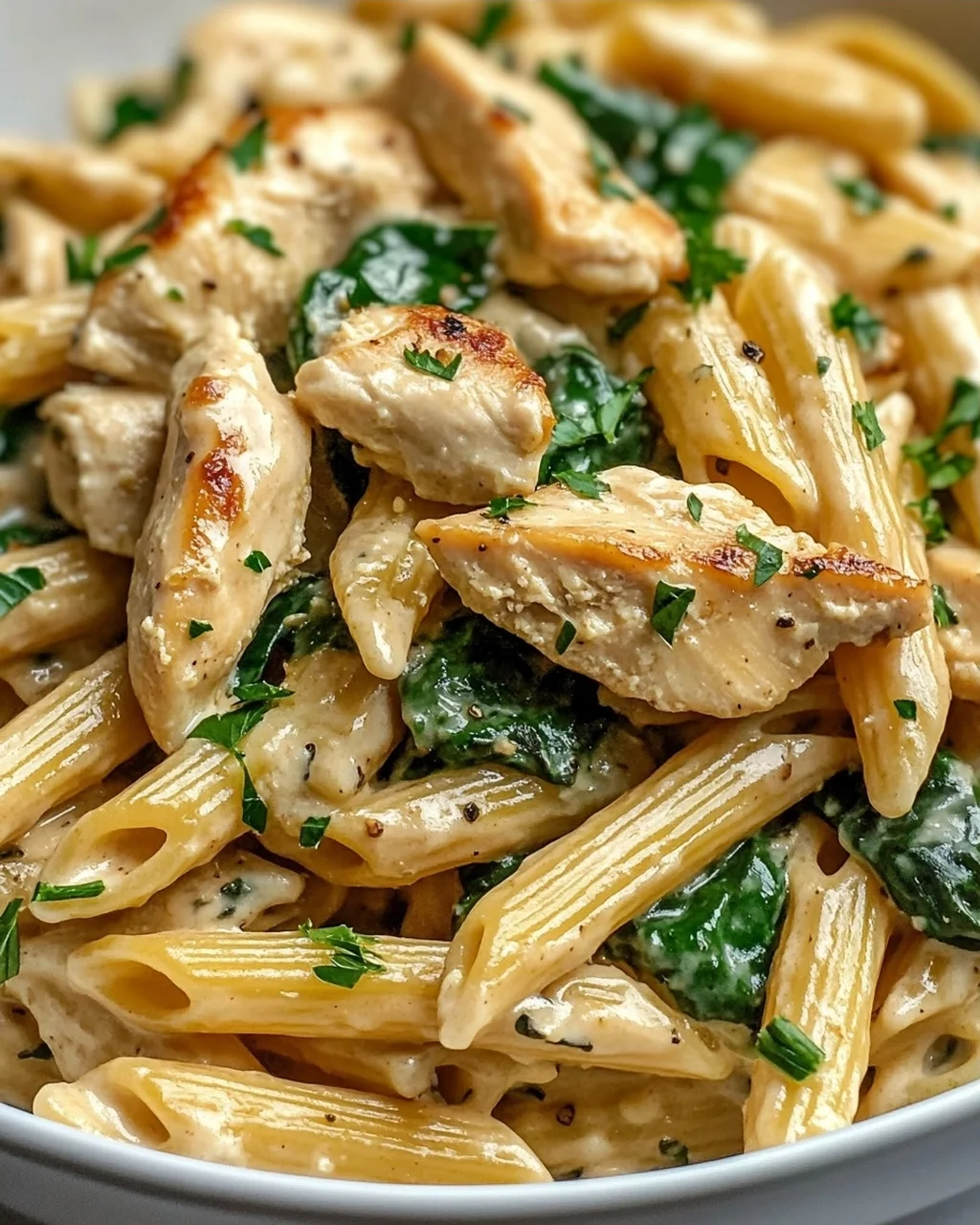 Gesunde Knoblauch-Parmesan-Hähnchen-Pasta