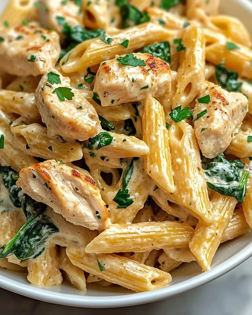 Gesunde Knoblauch-Parmesan-Hähnchen-Pasta