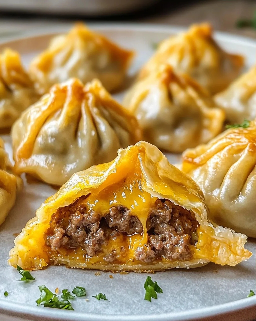 Knusprige Air Fryer Cheeseburger Dumpling Bites – Schnell!