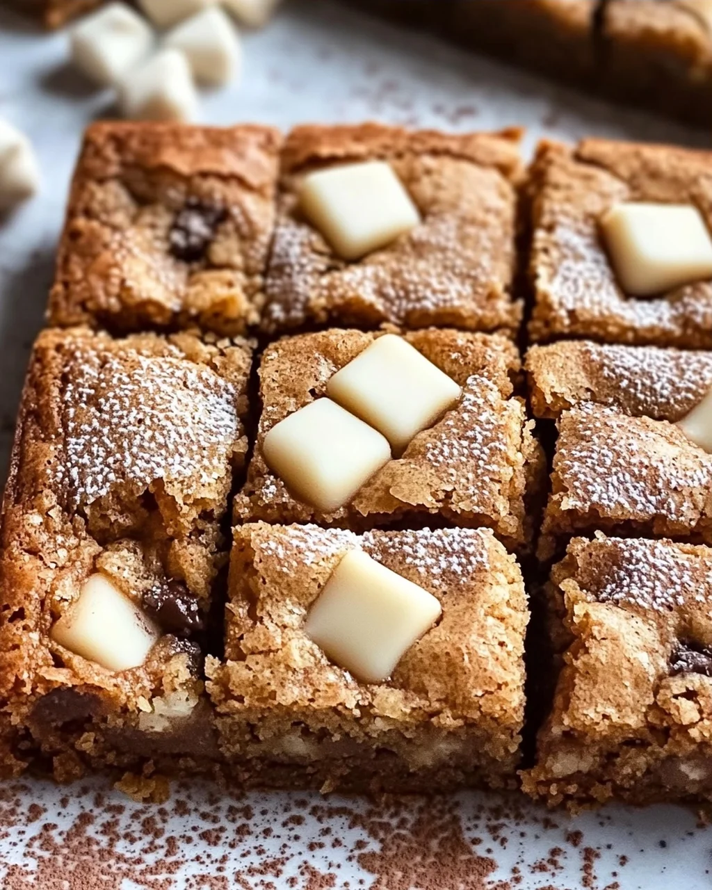 Lebkuchen Blondies mit weißer Schokolade genießen