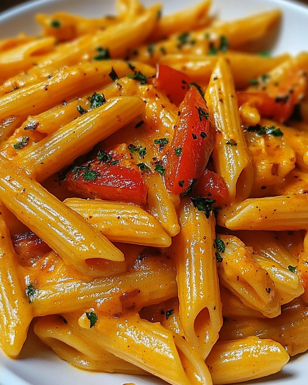 Penne in cremiger Paprikasoße