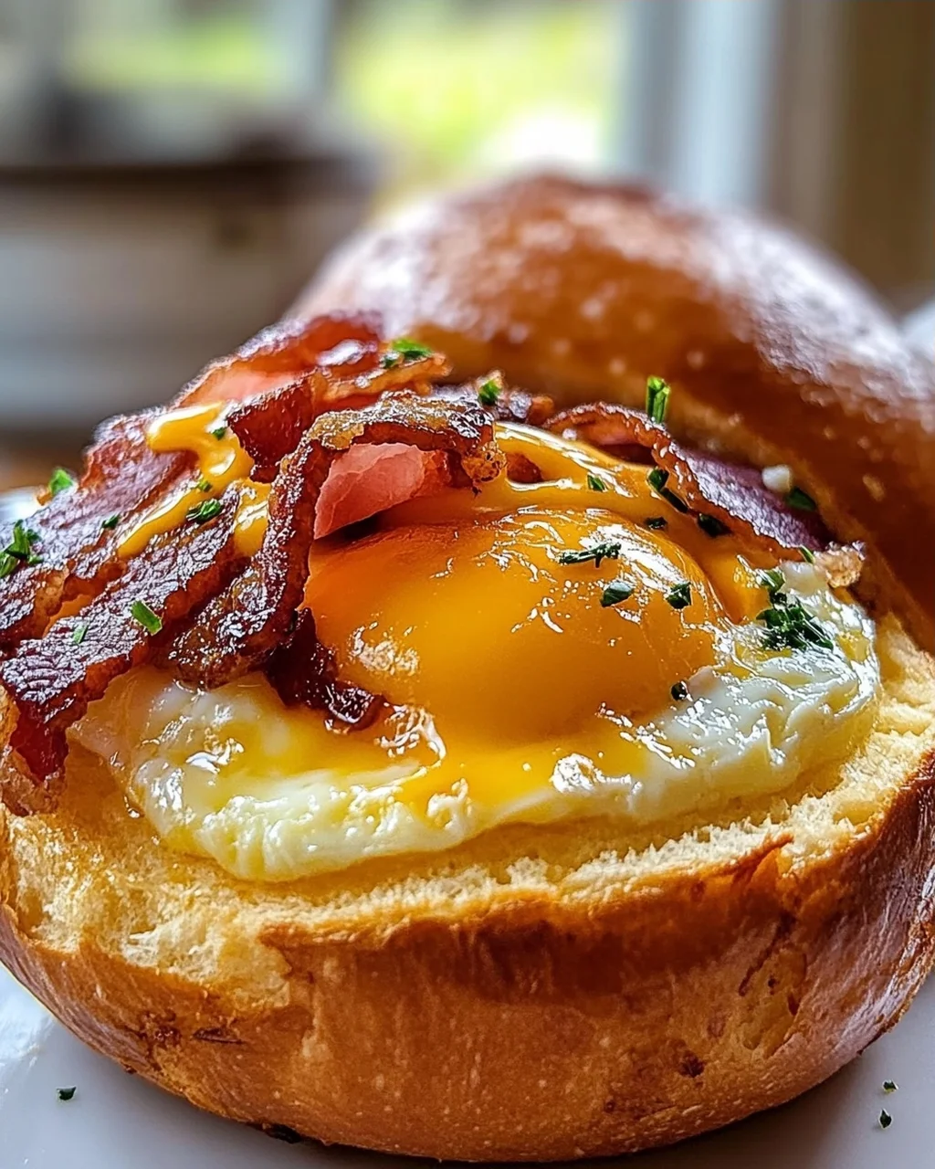 Perfekte Frühstücksbrötchen: Ei, Beef Bacon & Käse-Genuss