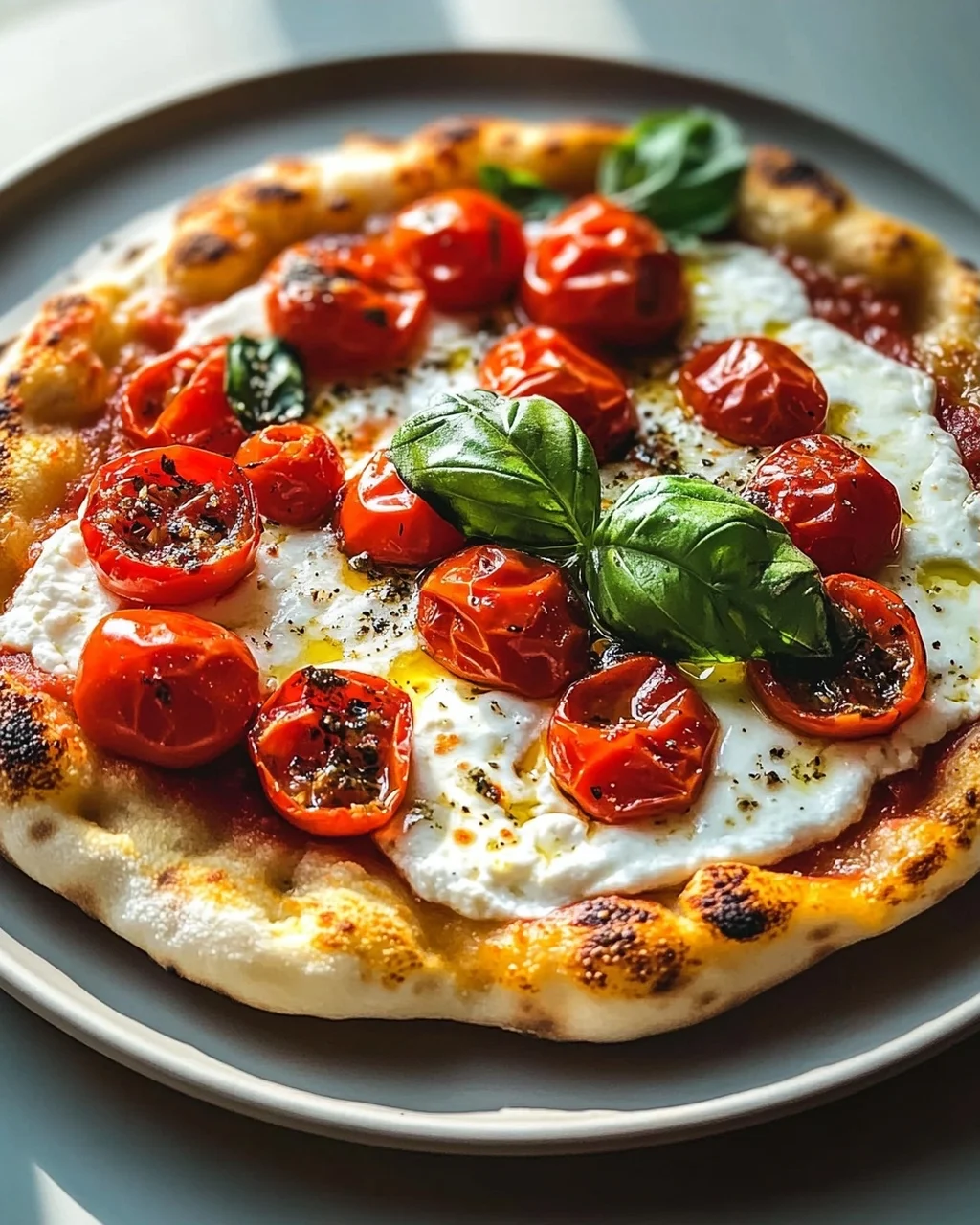 Rezept: Burrata Pizza mit Kirschtomaten – Einfach unwiderstehlich!