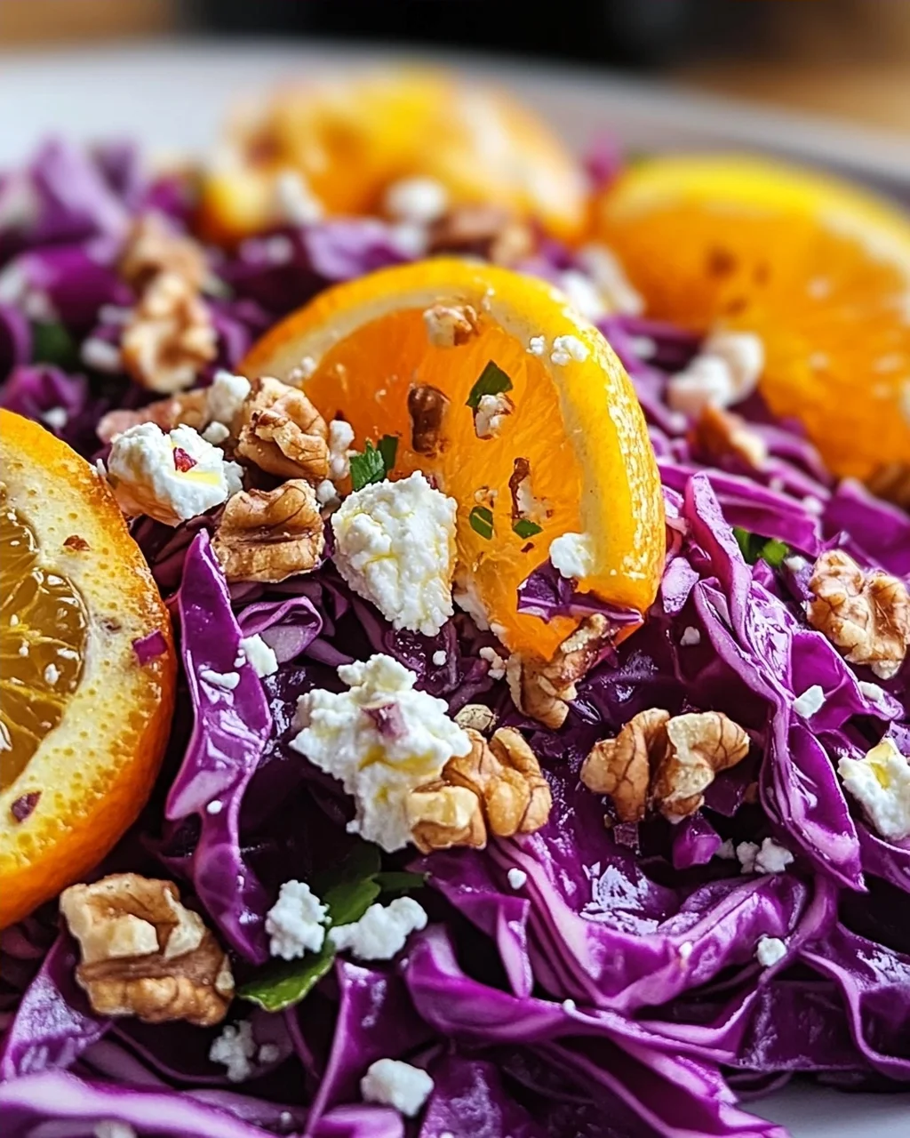 Rotkohlsalat mit Orangen, Feta und Walnüssen - frisch genießen!