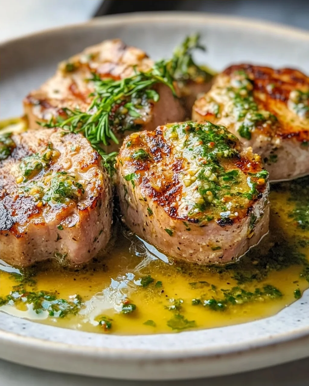Saftiges Schweinefilet in würziger Senf-Kräutersauce