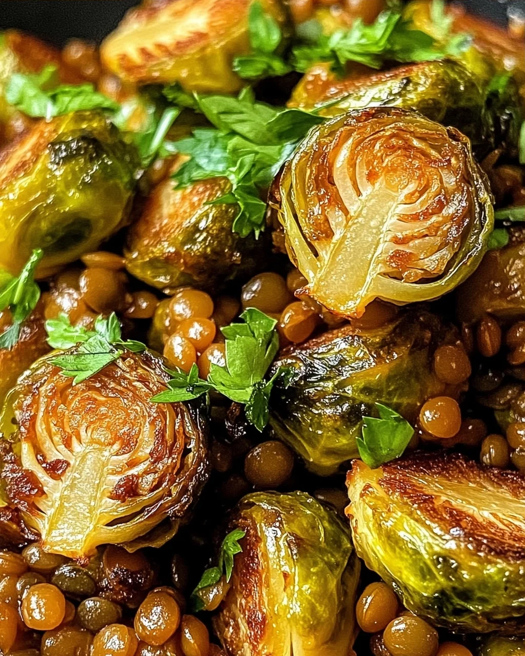 gebratener Rosenkohl mit Berglinsen