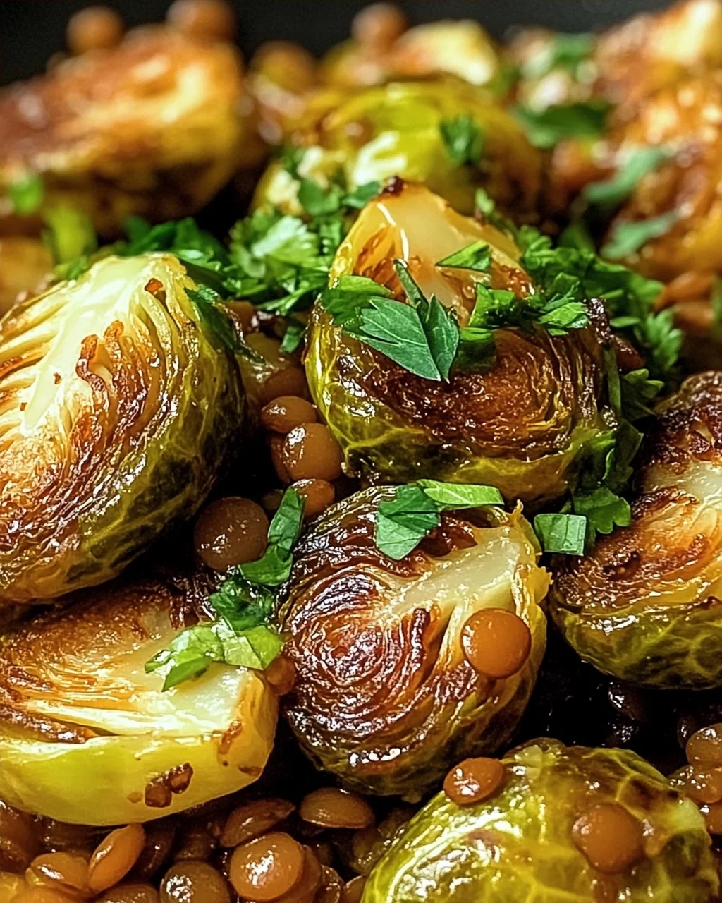 gebratener Rosenkohl mit Berglinsen