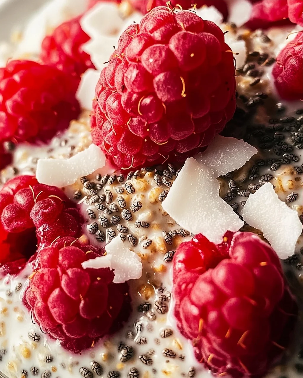 Chia Overnight Oats mit Himbeeren