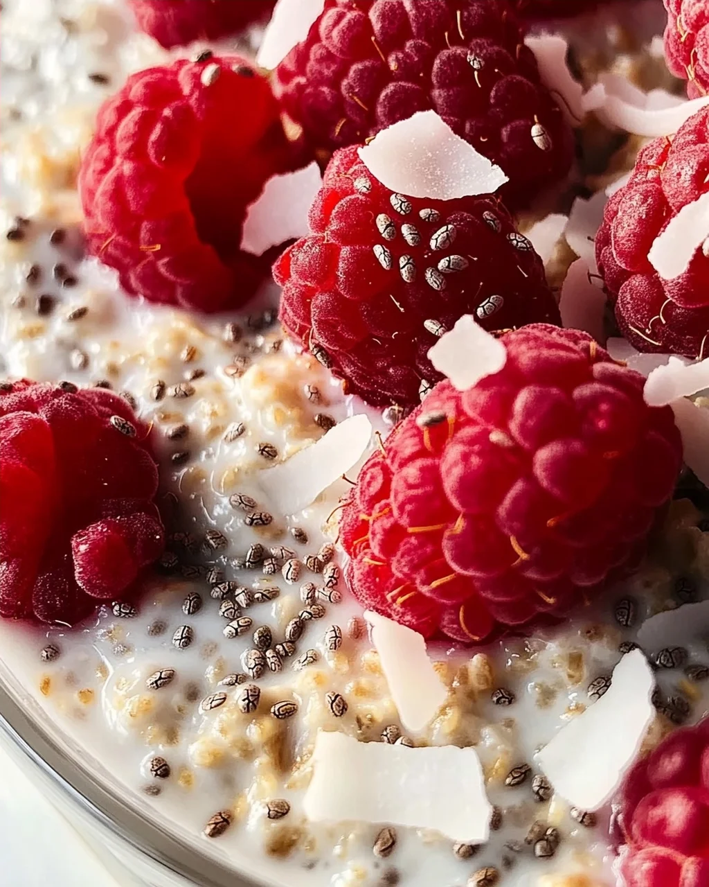 Chia Overnight Oats mit Himbeeren