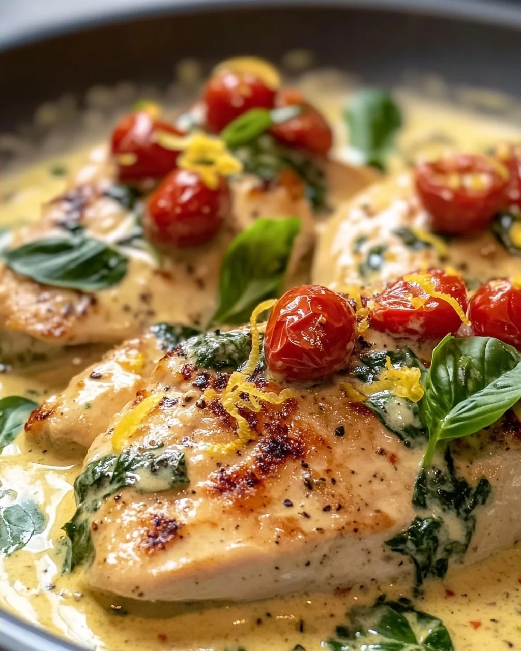 Creamy Tuscan Chicken with Basil and Cream Sauce