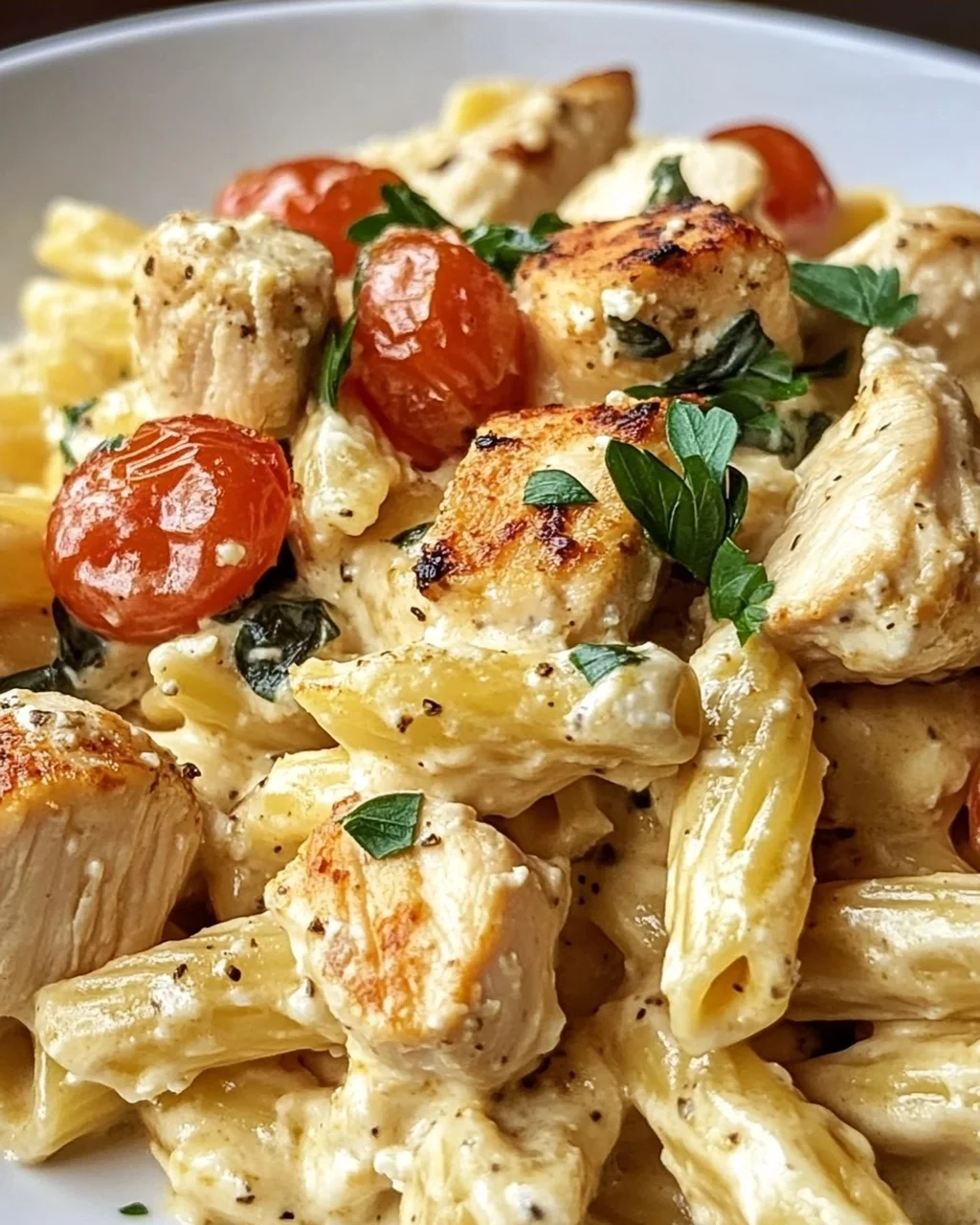 Cremige Hähnchen Feta Pasta: Unglaublich & einfach lecker!