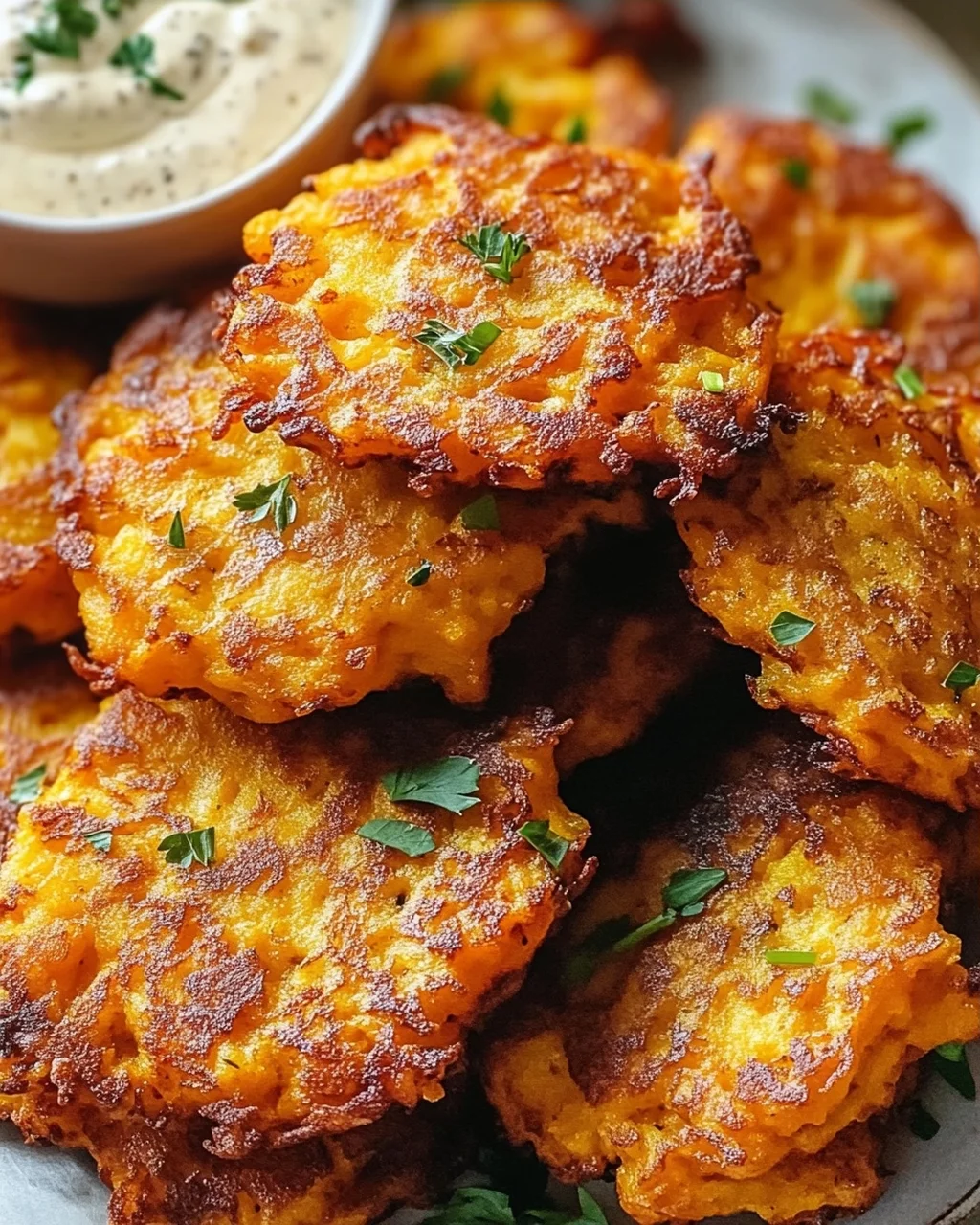 Crispy Butternut Squash Fritters mit Knoblauchdip Rezept