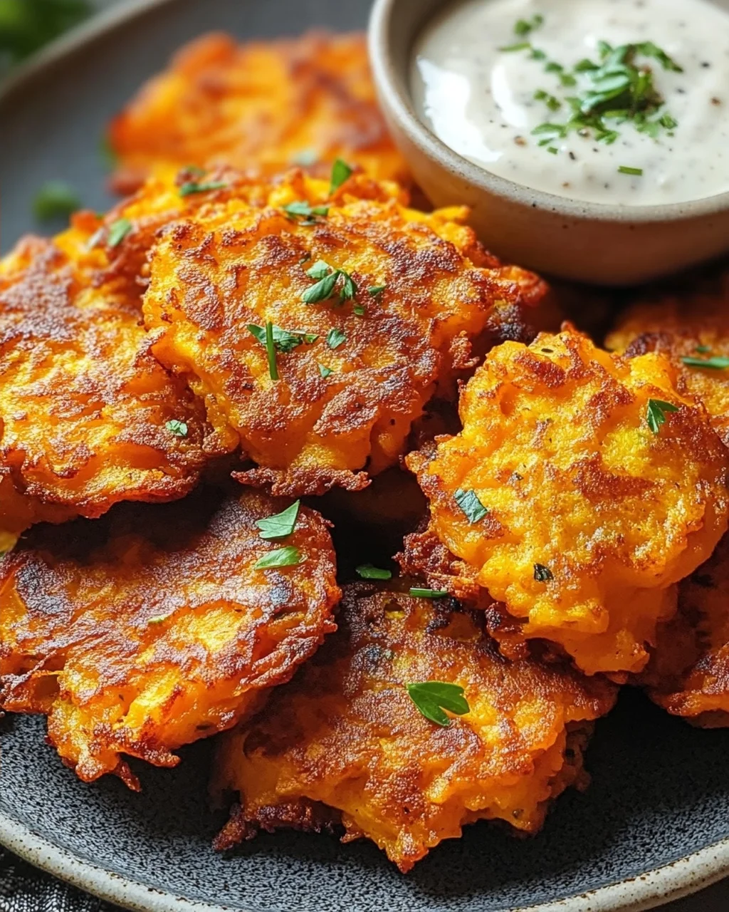 Crispy Butternut Squash Fritters mit Knoblauchdip Rezept