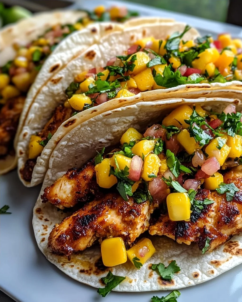 Crispy Maple Chili Chicken Tacos mit Mango-Mais-Salsa Rezept