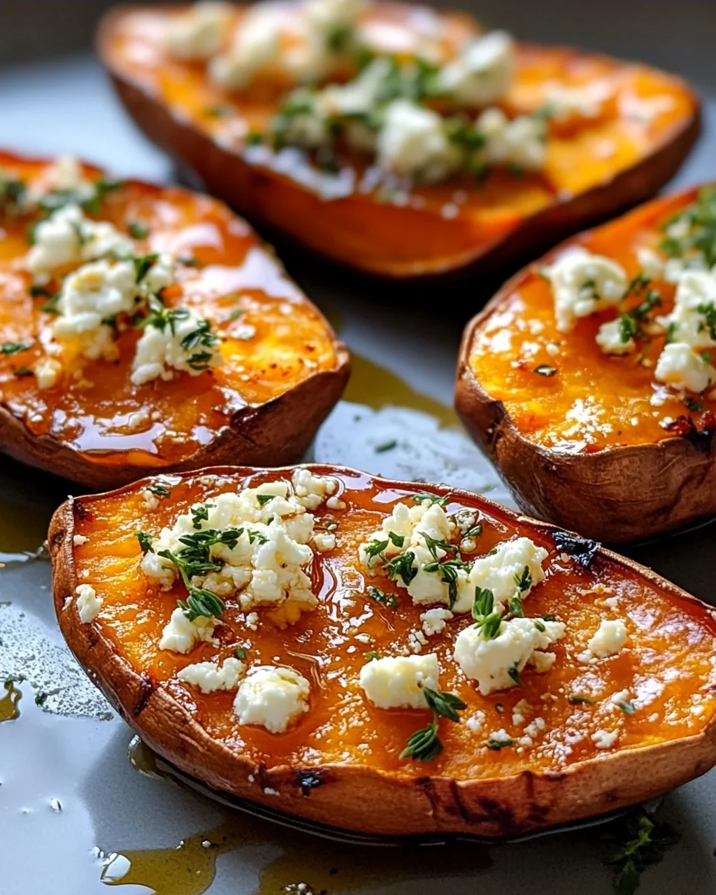 Gebackene Süßkartoffeln mit Honig & Feta – Schnell & lecker!