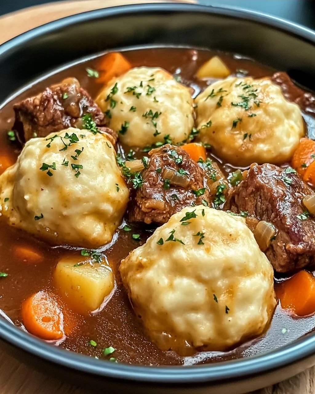 Irisches Eintopf mit Cheddar-Nocken für kalte Tage