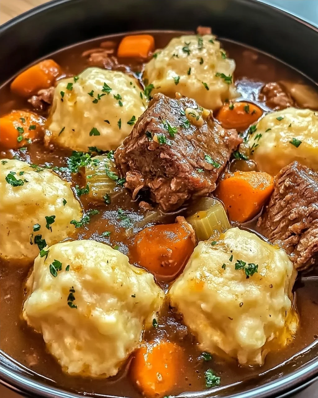 Irisches Eintopf mit Cheddar-Nocken für kalte Tage