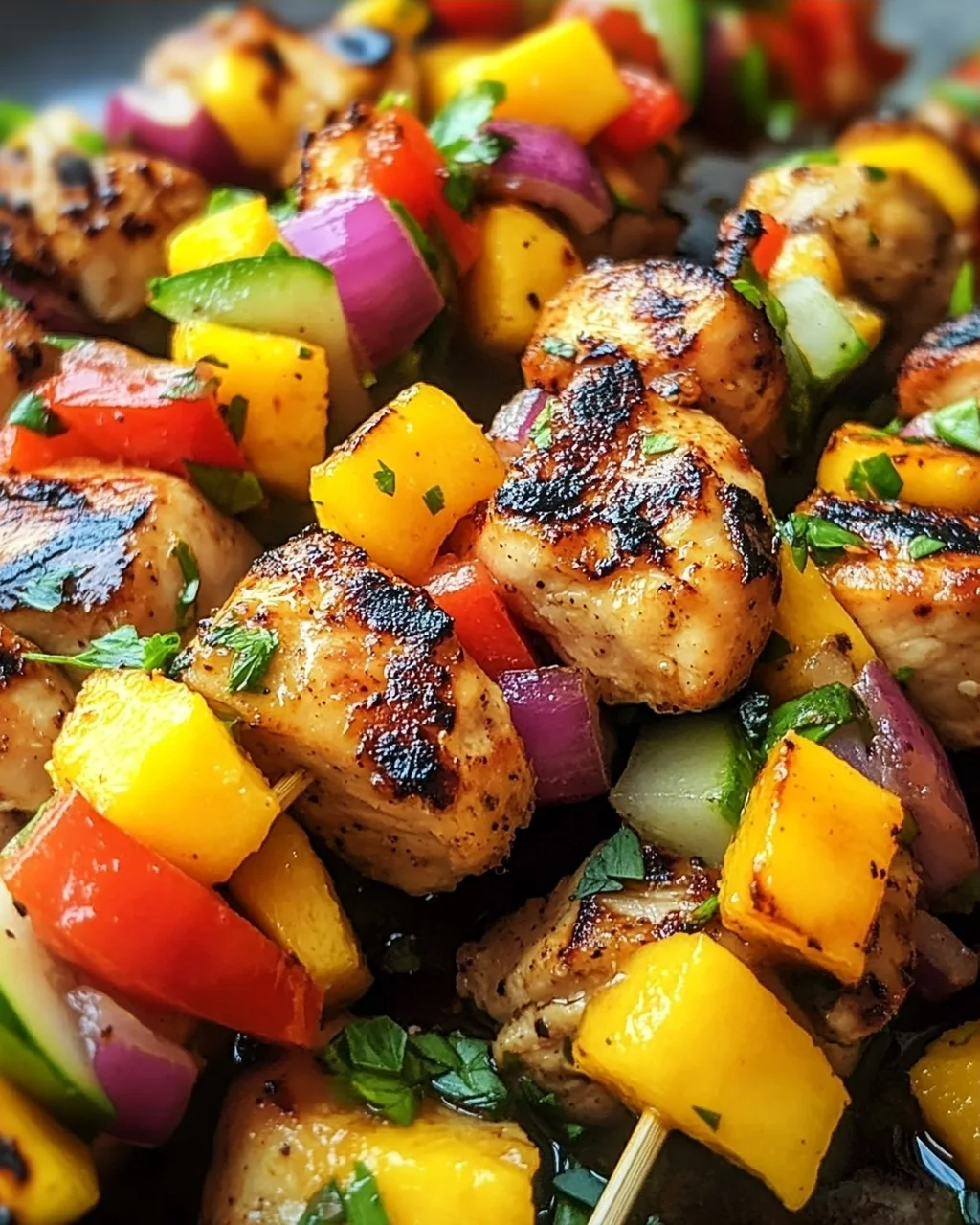 Karibische Hähnchenspieße mit Mango-Salsa