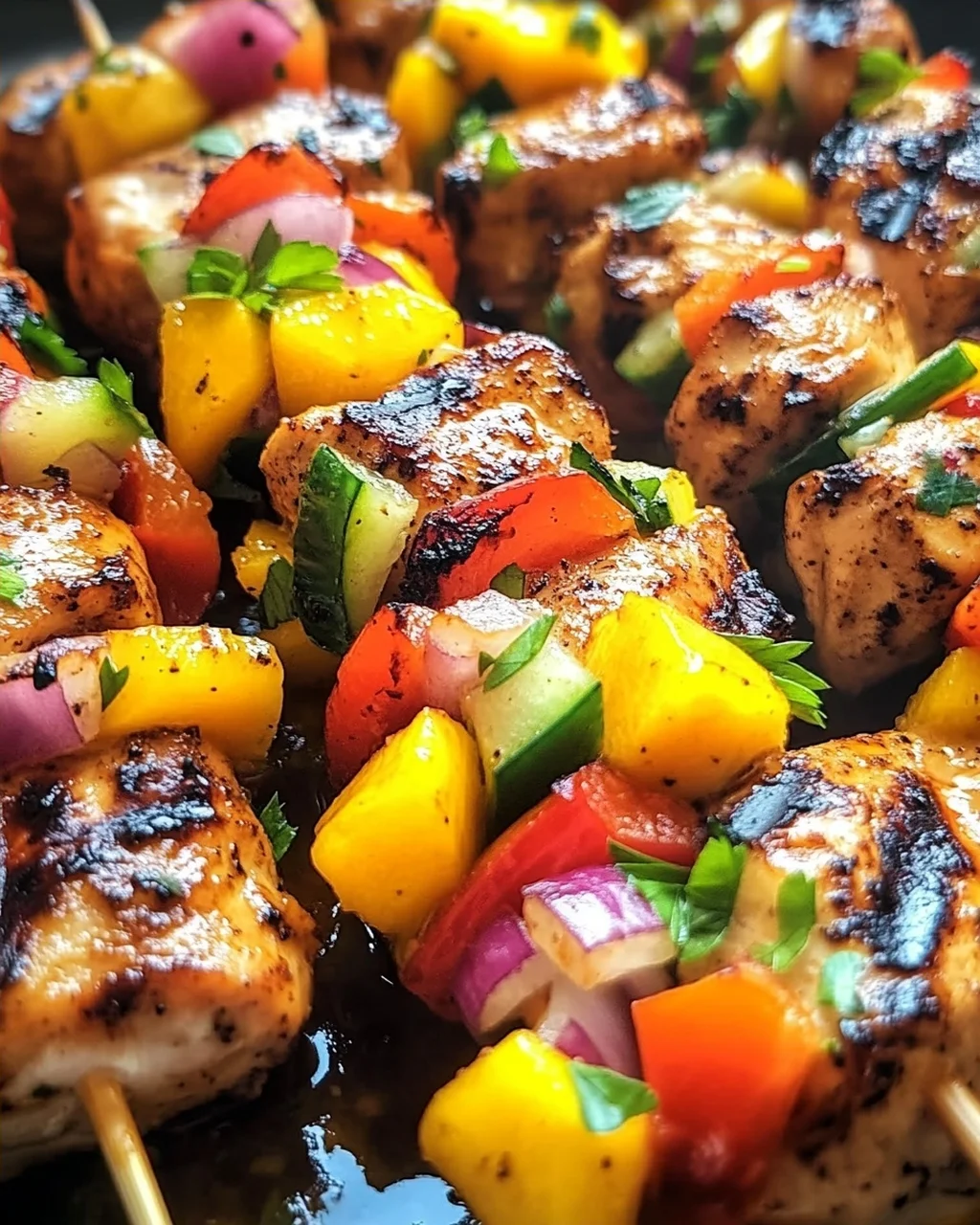 Karibische Hähnchenspieße mit Mango-Salsa