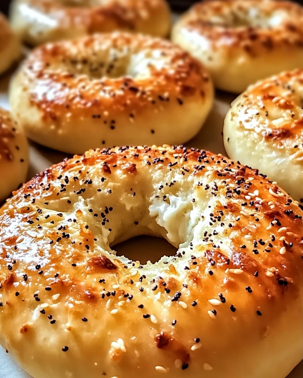 Knoblauch-Parmesan-Hüttenkäse-Bagels ganz einfach