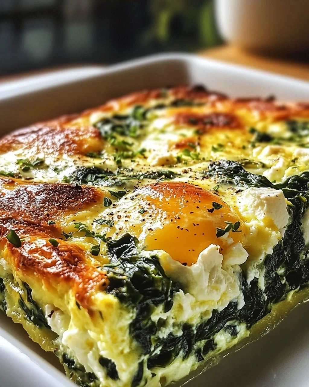 Low Carb Spinat-Auflauf mit Feta und Ei