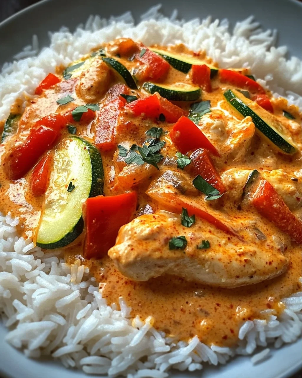 Paprika-Zucchini-Rahm-Hähnchen