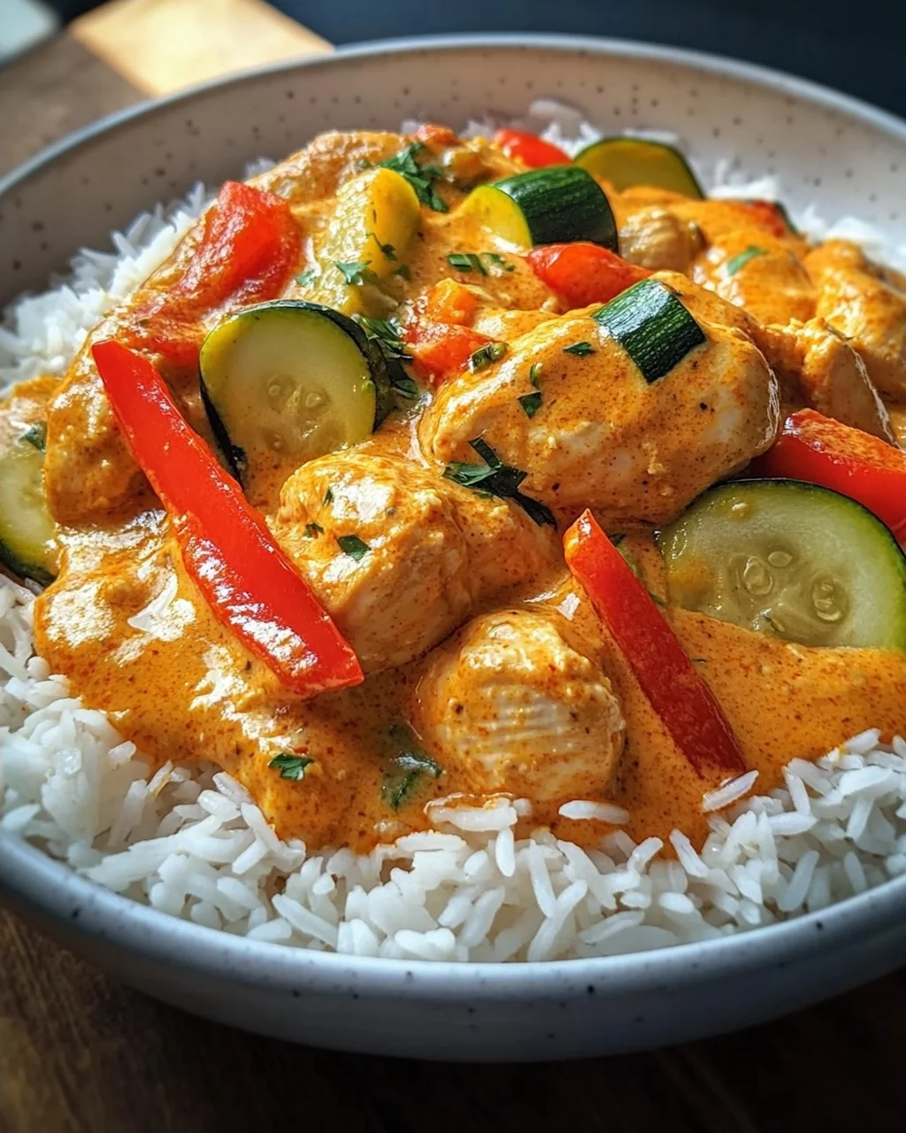 Paprika-Zucchini-Rahm-Hähnchen