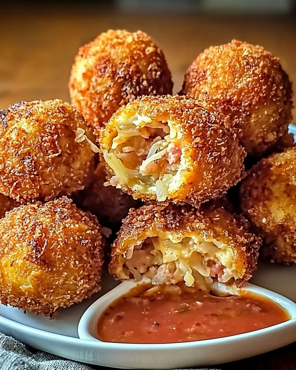 Reuben-Bällchen mit würziger Tausendinseldip-Sauce