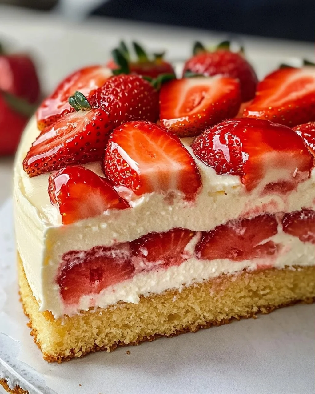 Schneller Erdbeerkuchen mit Schmand