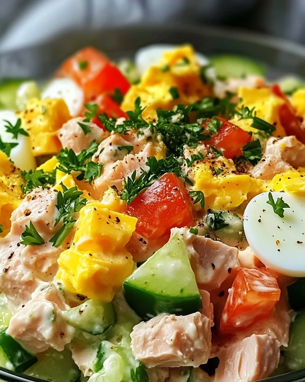 Thunfischsalat mit Ei und Gurke