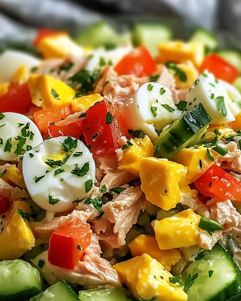 Thunfischsalat mit Ei und Gurke