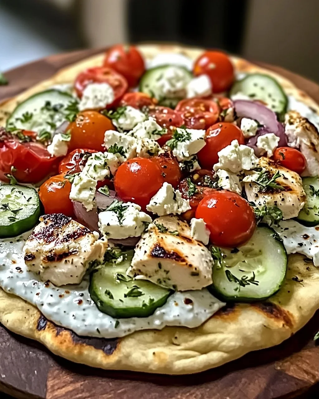 Tzatziki Hähnchen Pizza: Mediterranes Genussfeuer