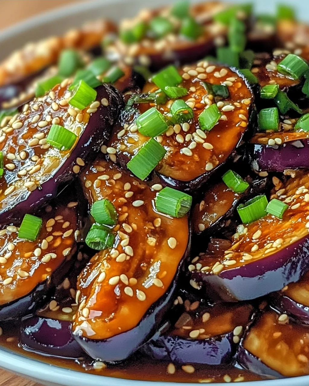 Unwiderstehlicher Klebriger Knoblauch-Aubergine Genuss