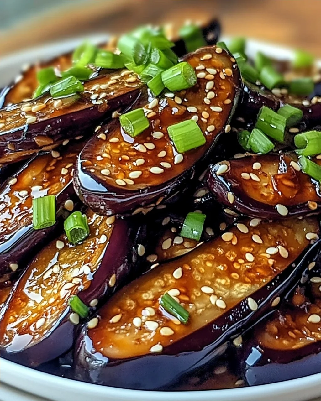 Unwiderstehlicher Klebriger Knoblauch-Aubergine Genuss
