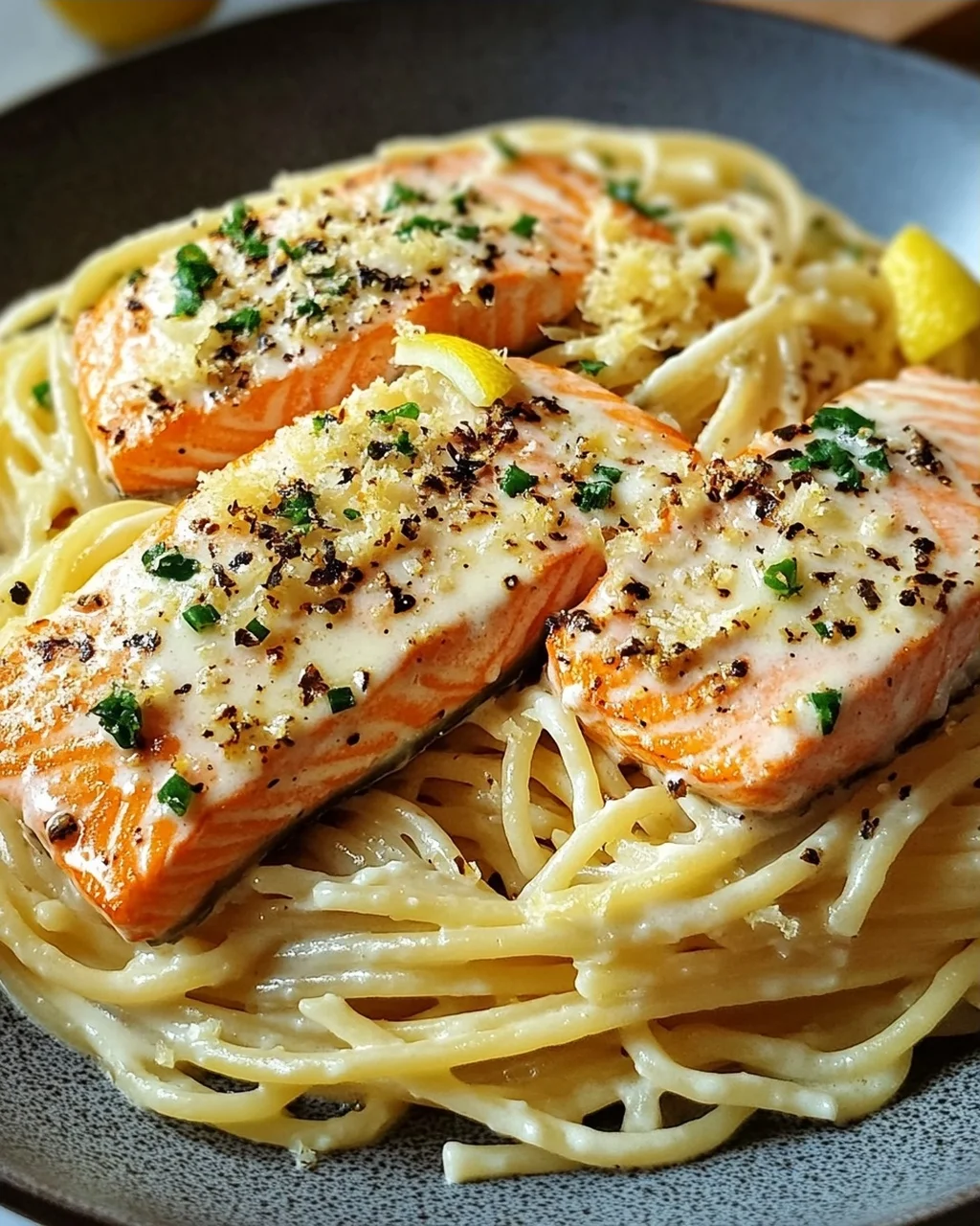 Zitronen Lachs Pasta