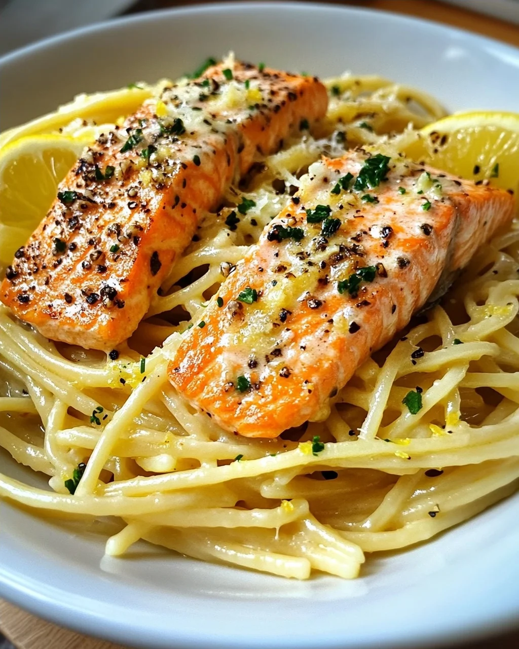 Zitronen Lachs Pasta